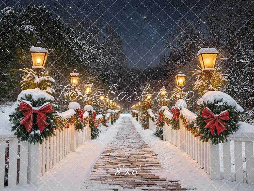 Kate Christmas Snowy Bridge Fleece Backdrop Designed by Chain