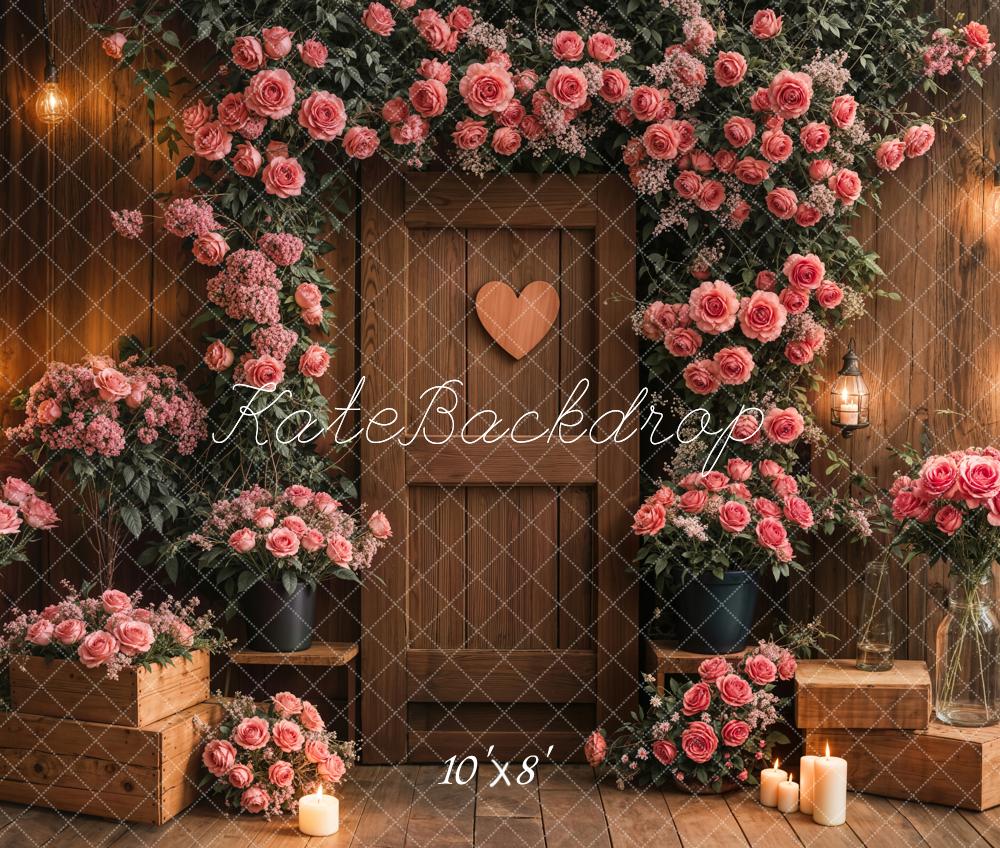 Kate Flower Poses Wooden Wall Fleece Backdrop Designed by Emetselch