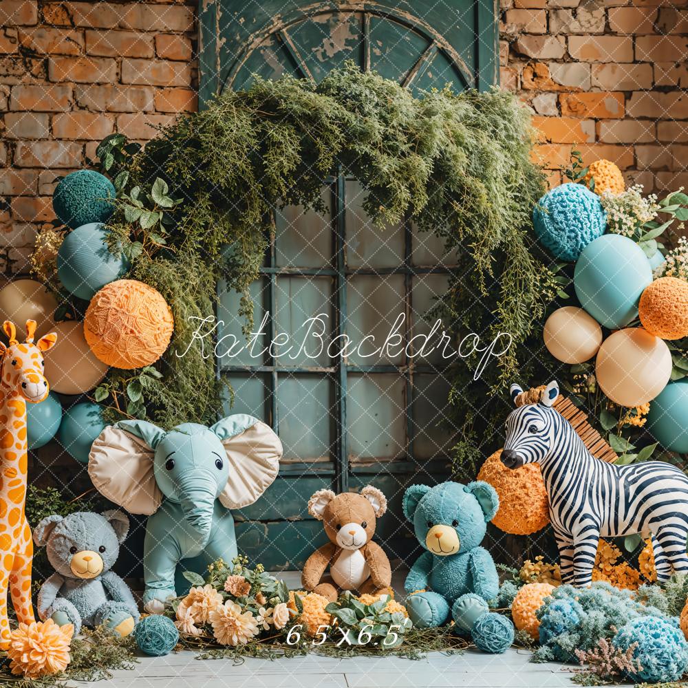 Kate Plush Animals Balloon Backdrop Cake Smash Designed by Emetselch - Kate Backdrop AU