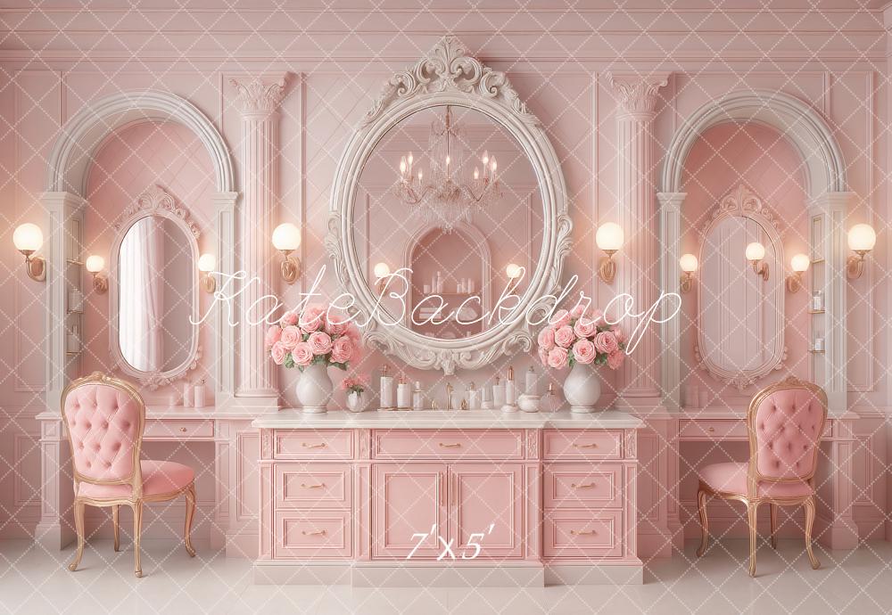 Kate Doll Pink Vanity Mirror Flowers Backdrop Designed by Ashley Paul