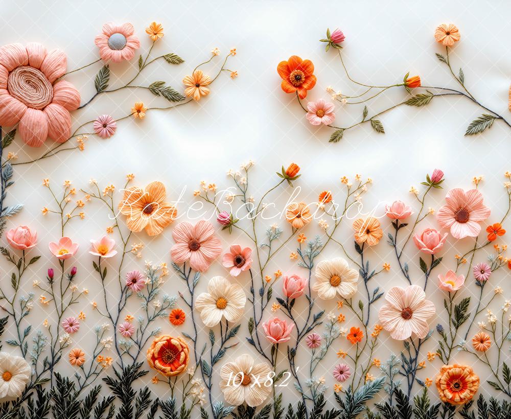Kate Embroidered Flowers Backdrop Designed by Mini MakeBelieve