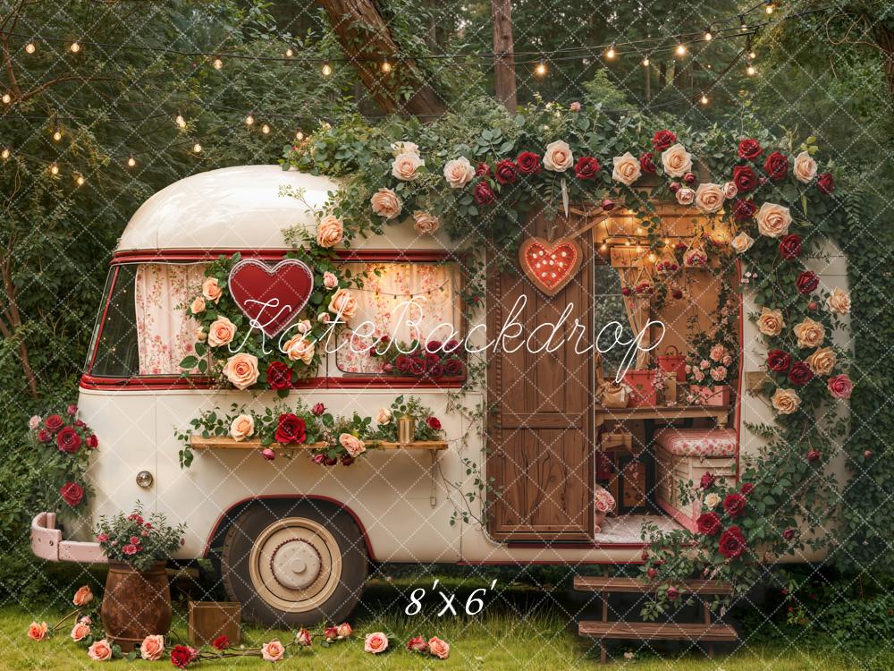 Kate Caravan Flower Garland Lights Fleece Backdrop Designed by Chain