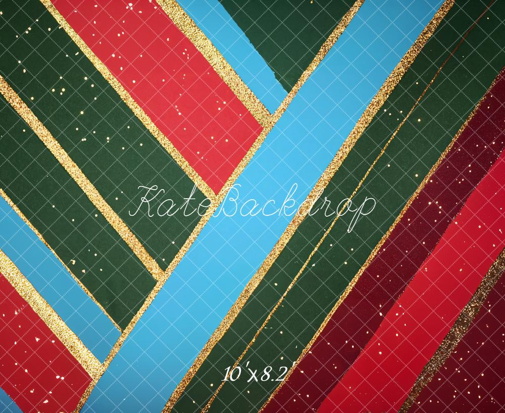 Kate Christmas Stripes Grid Backdrop Designed by Emetselch - Kate Backdrop AU