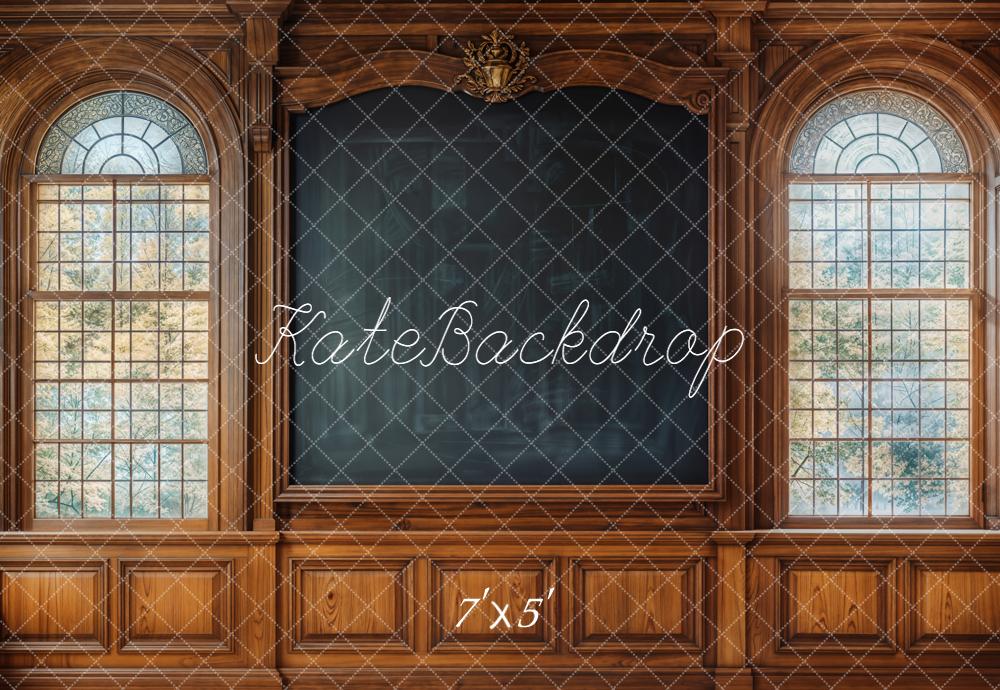Kate Vintage Wood Chalkboard Windows Backdrop Designed by Emetselch - Kate Backdrop AU