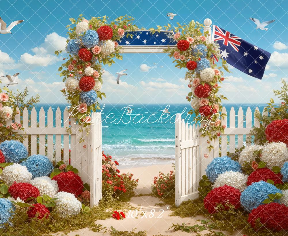 Kate Australia Flower Arch Ocean Gate Backdrop Designed by Emetselch