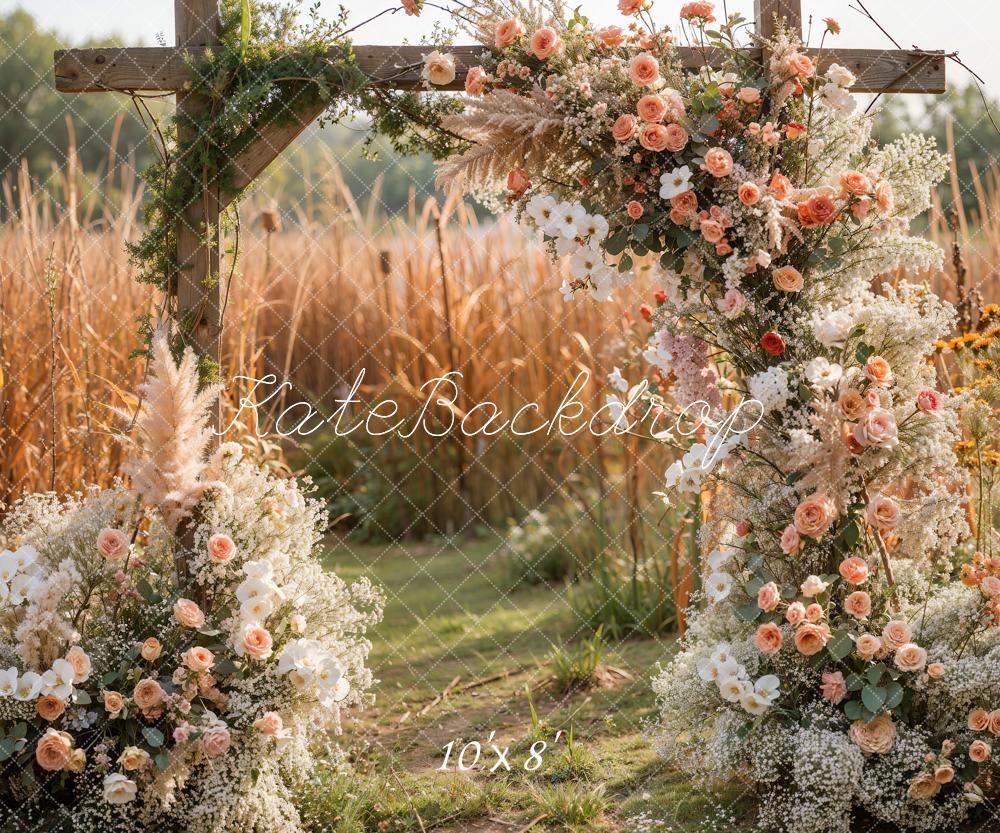 Kate Autumn Wedding Blush Roses Field Backdrop Designed by Emetselch