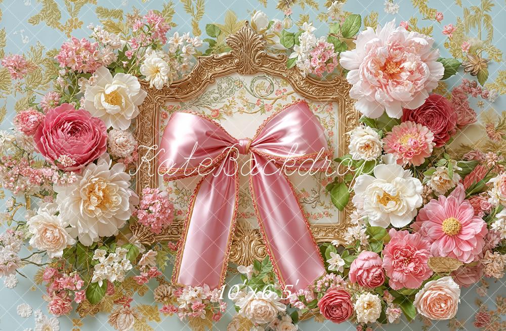 Kate Flower Pink Bow Backdrop Designed by Emetselch