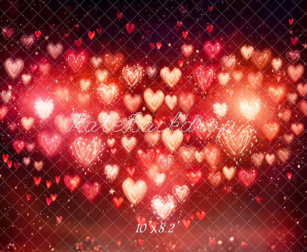Kate Valentine's Day Red Hearts Bokeh Backdrop Designed by Emetselch