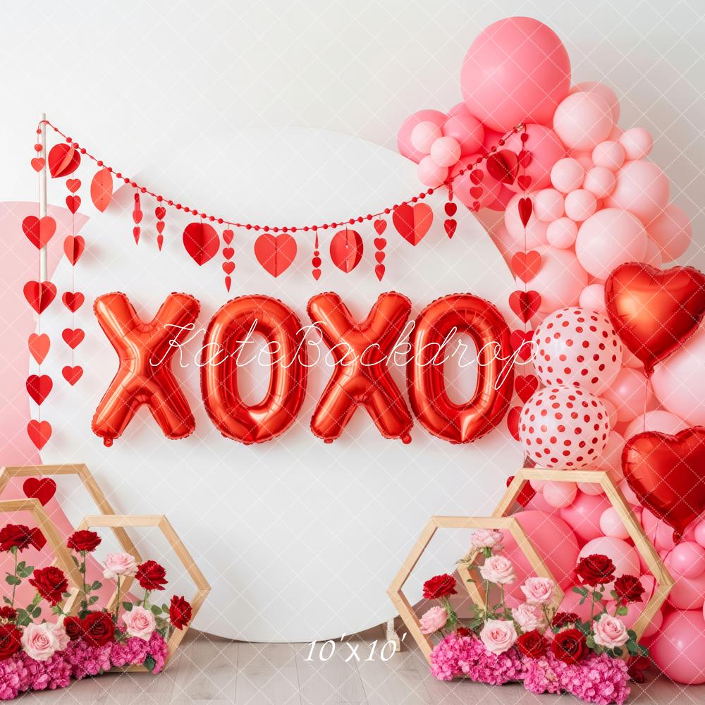 Kate Valentine XOXO Balloons Hearts Backdrop Designed by Patty Roberts