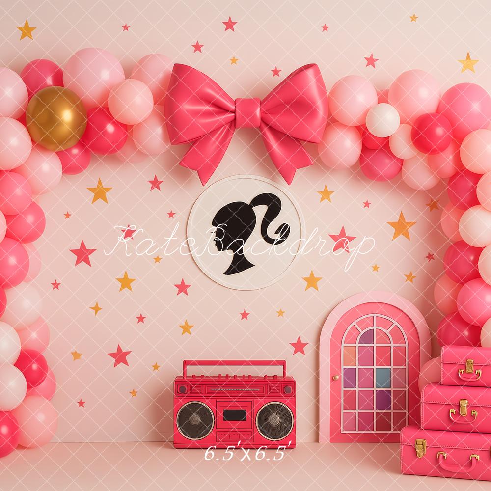 Kate Doll Pink Bow Balloons Radio Backdrop Designed by Patty Roberts