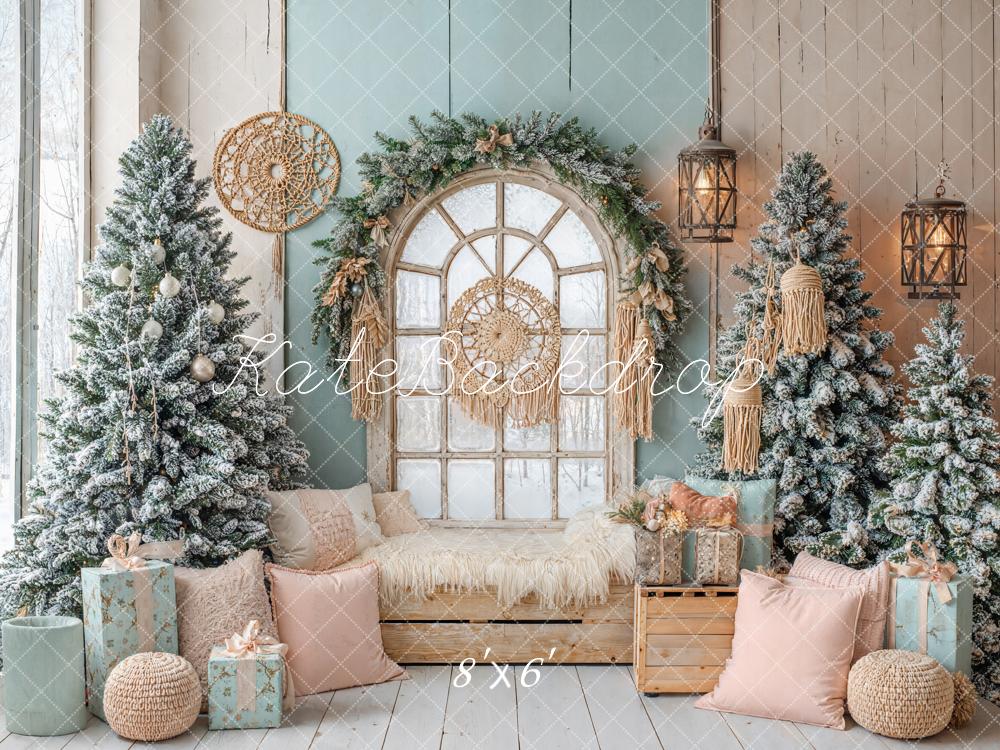 Kate Boho Christmas Window Fleece Backdrop Designed by Emetselch