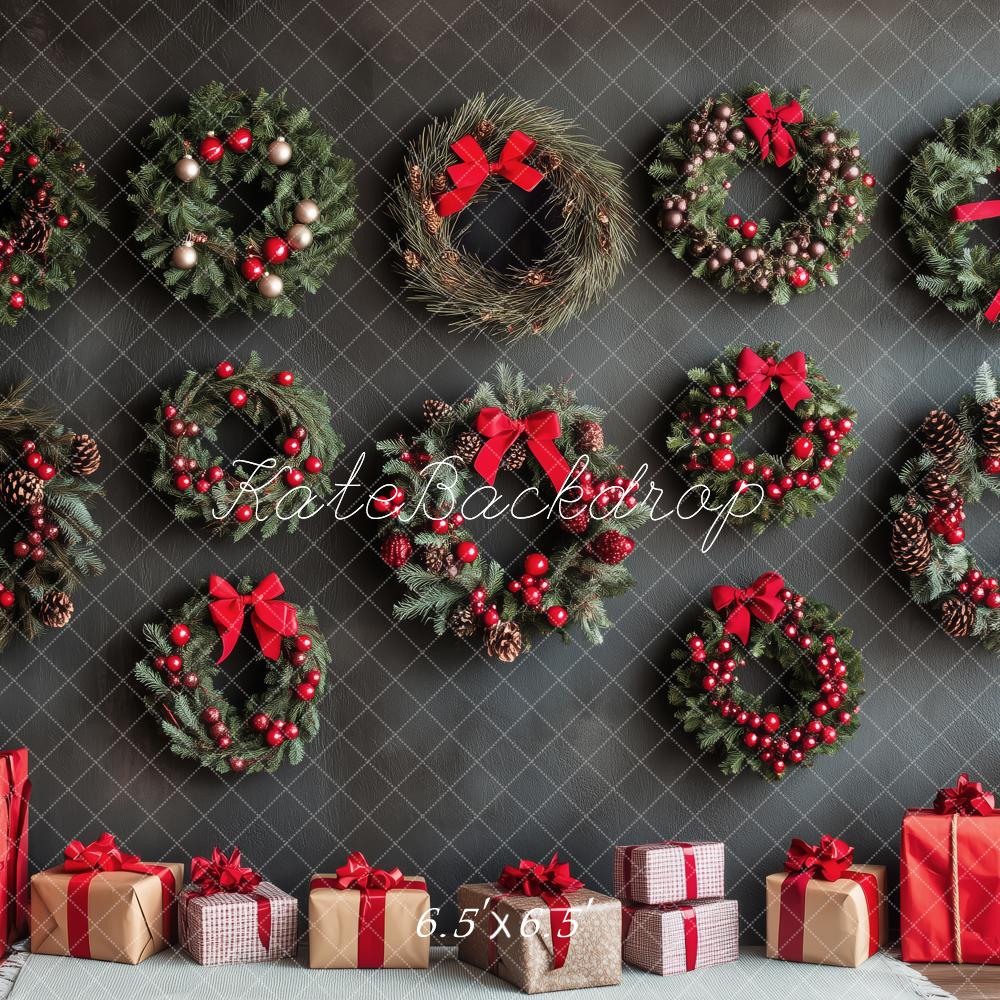 Kate Christmas Wreaths Presents Backdrop Designed by Patty Roberts - Kate Backdrop AU