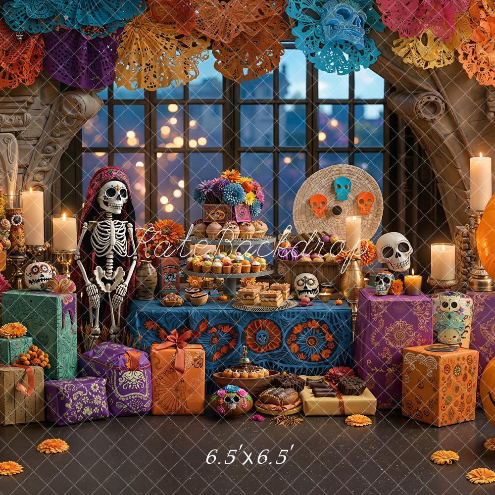 Kate Halloween Day Skeleton Pumpkins Backdrop Designed by Emetselch
