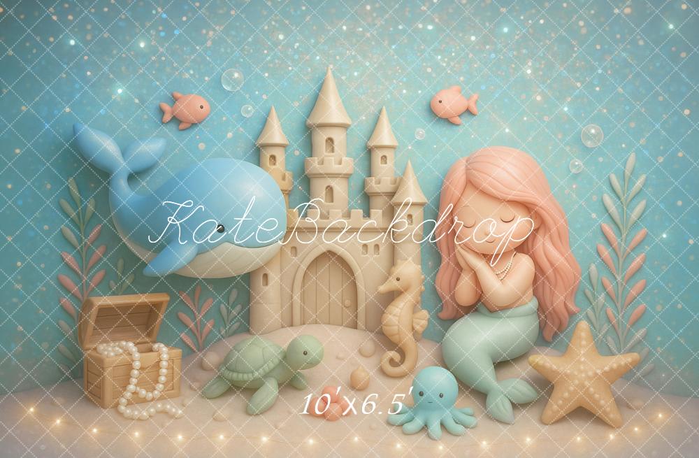 Kate Mermaid Sandcastle Sea Backdrop Designed by Ashley Paul