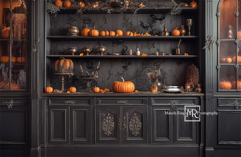 Kate Halloween Pumpkin Dark Cabinet Backdrop Designed by Mandy Ringe - Kate Backdrop AU