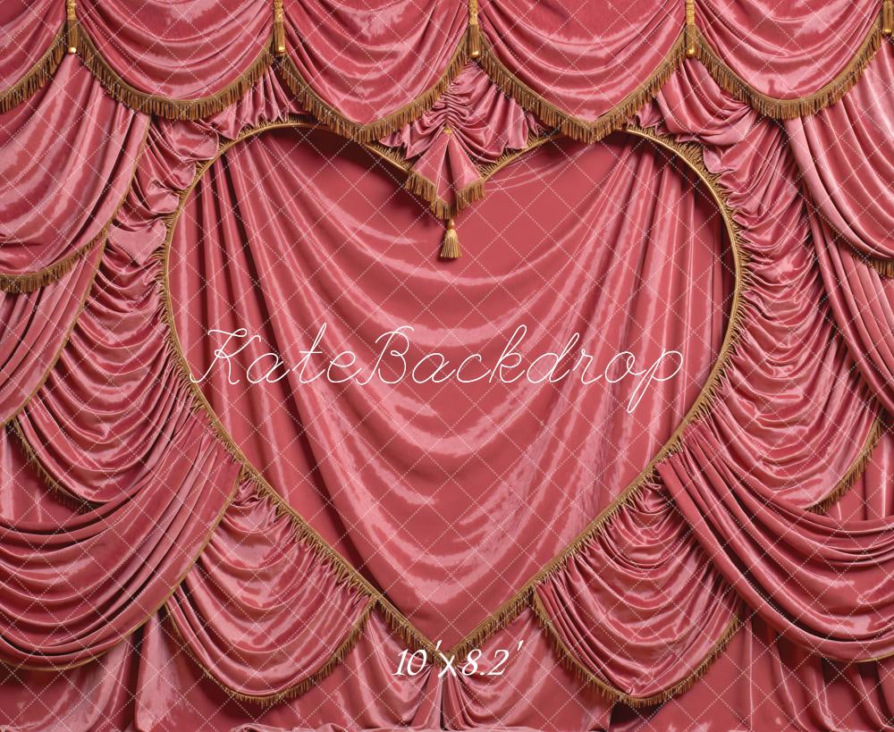 Kate Pink Curtain Heart Shape Drapes Backdrop Designed by Mini MakeBelieve