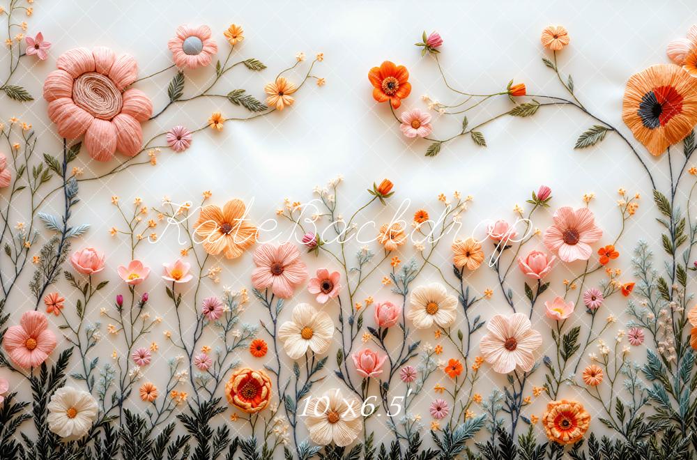 Kate Embroidered Flowers Backdrop Designed by Mini MakeBelieve