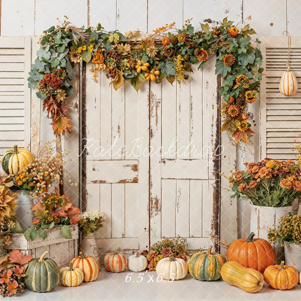 Kate Fall Pumpkin Shutters Door Backdrop Designed by Emetselch