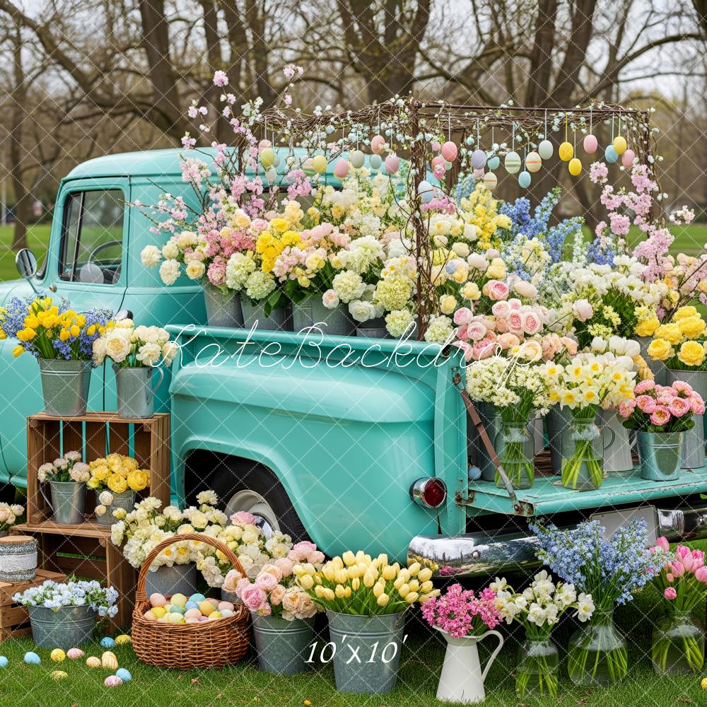 Kate Easter Truck Flowers Eggs Backdrop Designed by Patty Roberts