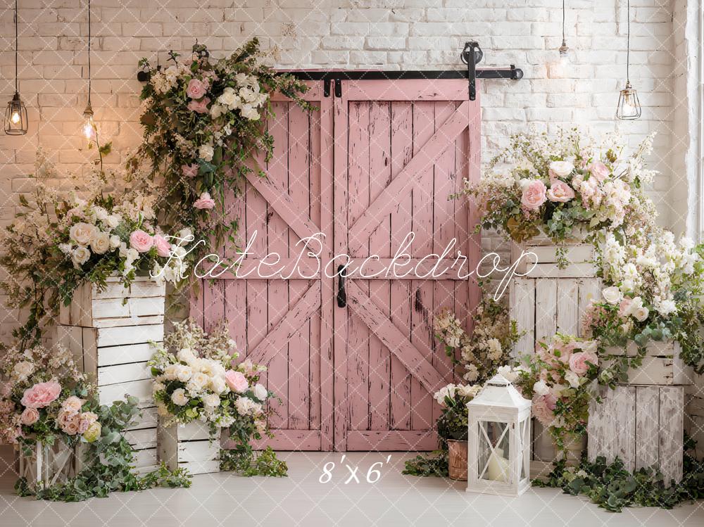 Kate Spring Pink Barn Door Backdrop Designed by Ashley Paul