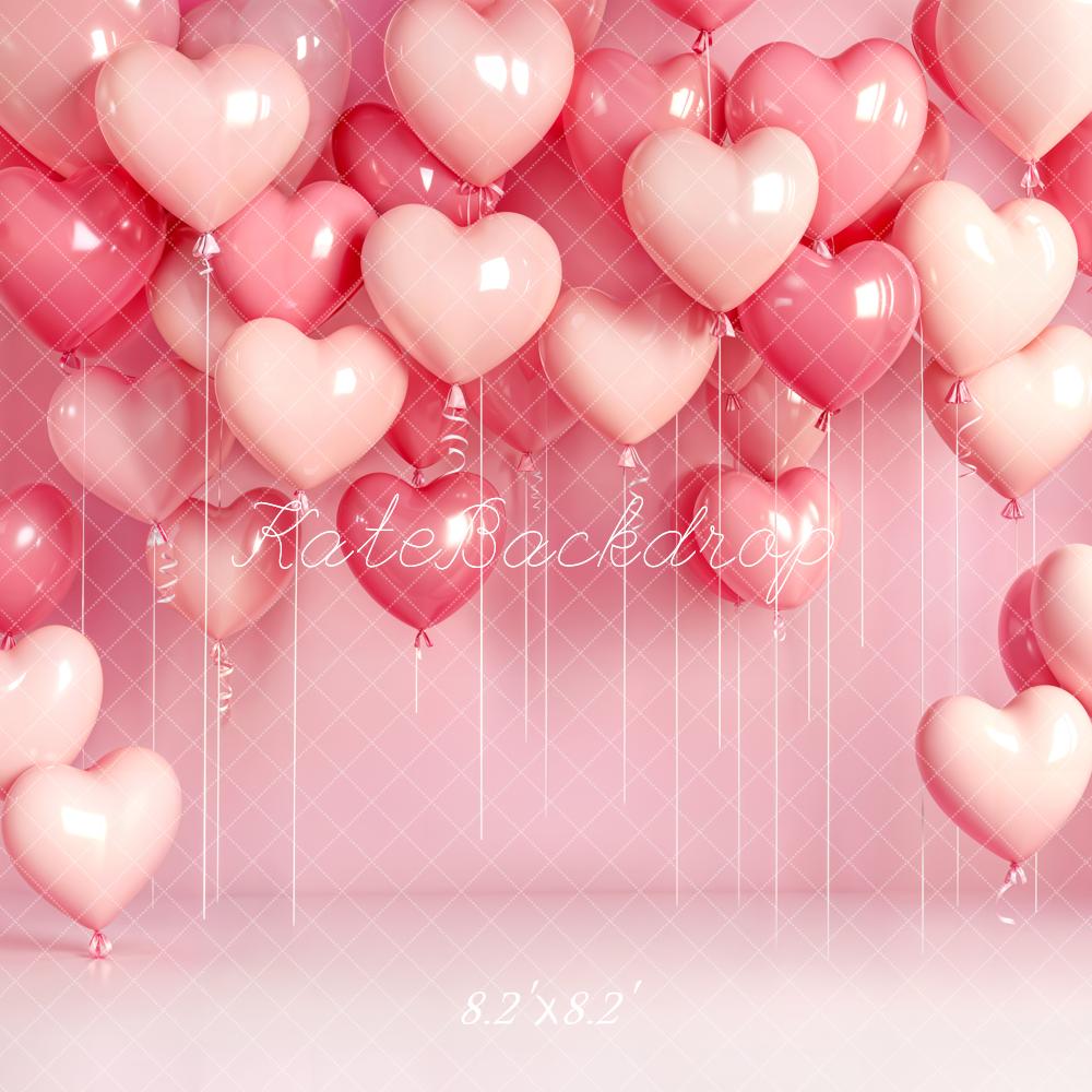Kate Heart Balloons Pink Gradient Backdrop Designed by Emetselch