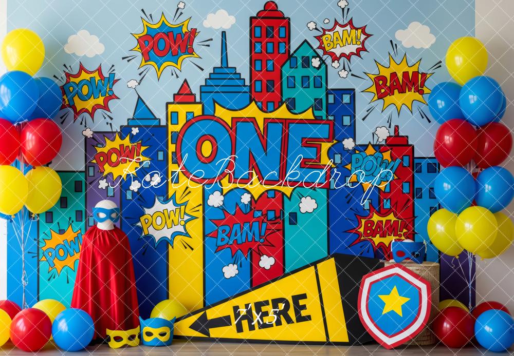 Lightning Deals-C1 Kate Superhero Comic One Cityscape Backdrop Designed by Patty Roberts
