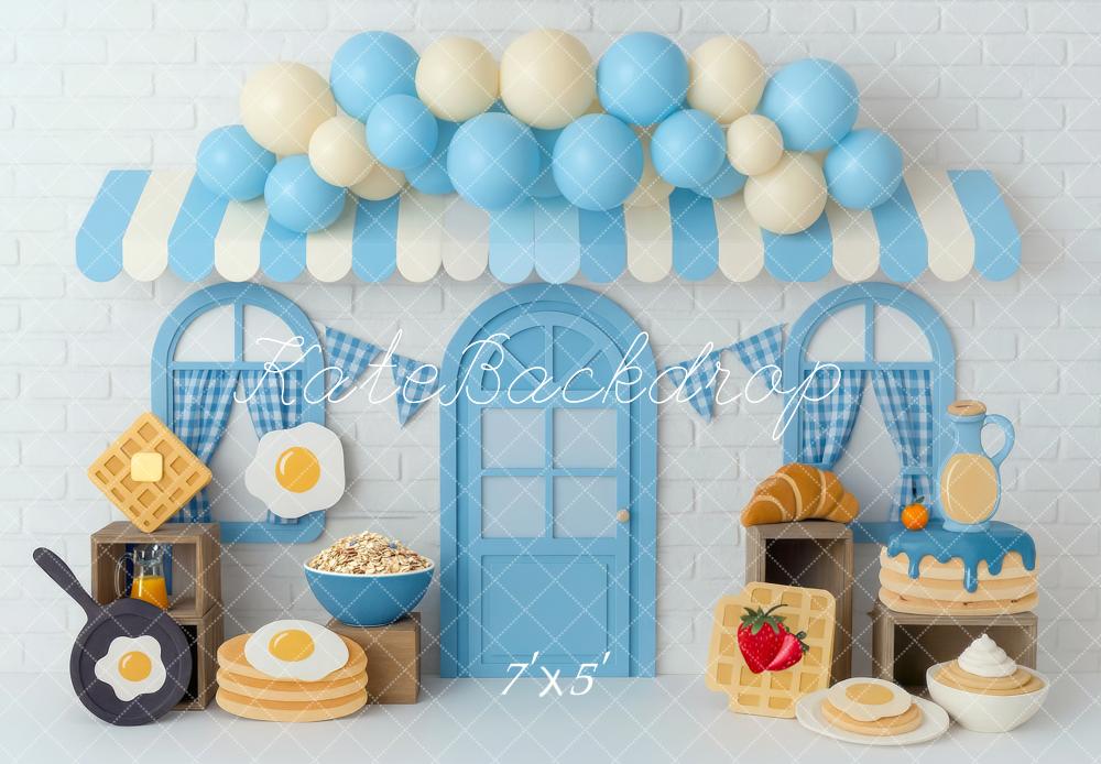 Kate Breakfast Café Waffles Pancakes Cake Smash Backdrop Designed by Mini MakeBelieve
