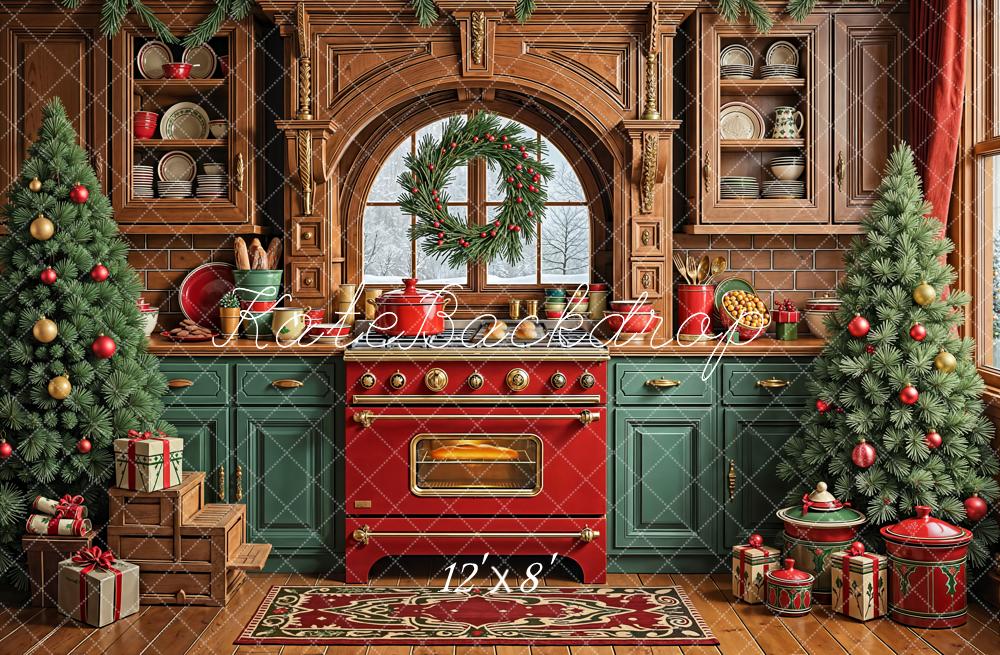 Lightning Deal Kate Christmas Kitchen Fleece Backdrop Designed by Emetselch