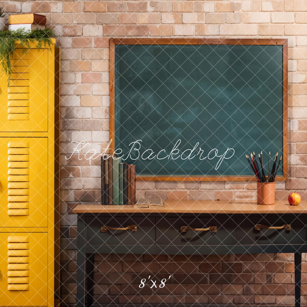 Kate Yellow Lockers Chalkboard Classroom Backdrop Designed by Emetselch