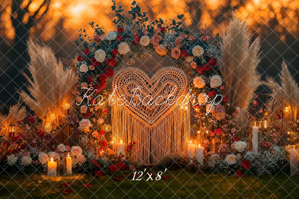 Kate Wedding Flower Bokeh Candles Backdrop Designed by Emetselch
