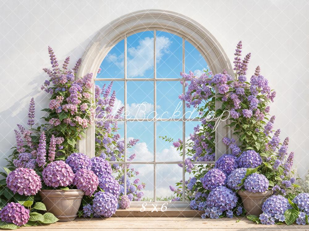 Kate Flower Arch Purple Blossoms Window Backdrop Designed by Emetselch