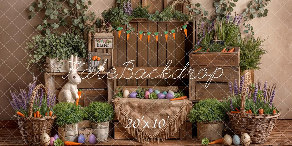 Kate Easter Bunny Carrots Wooden Crates Backdrop Designed by Emetselch