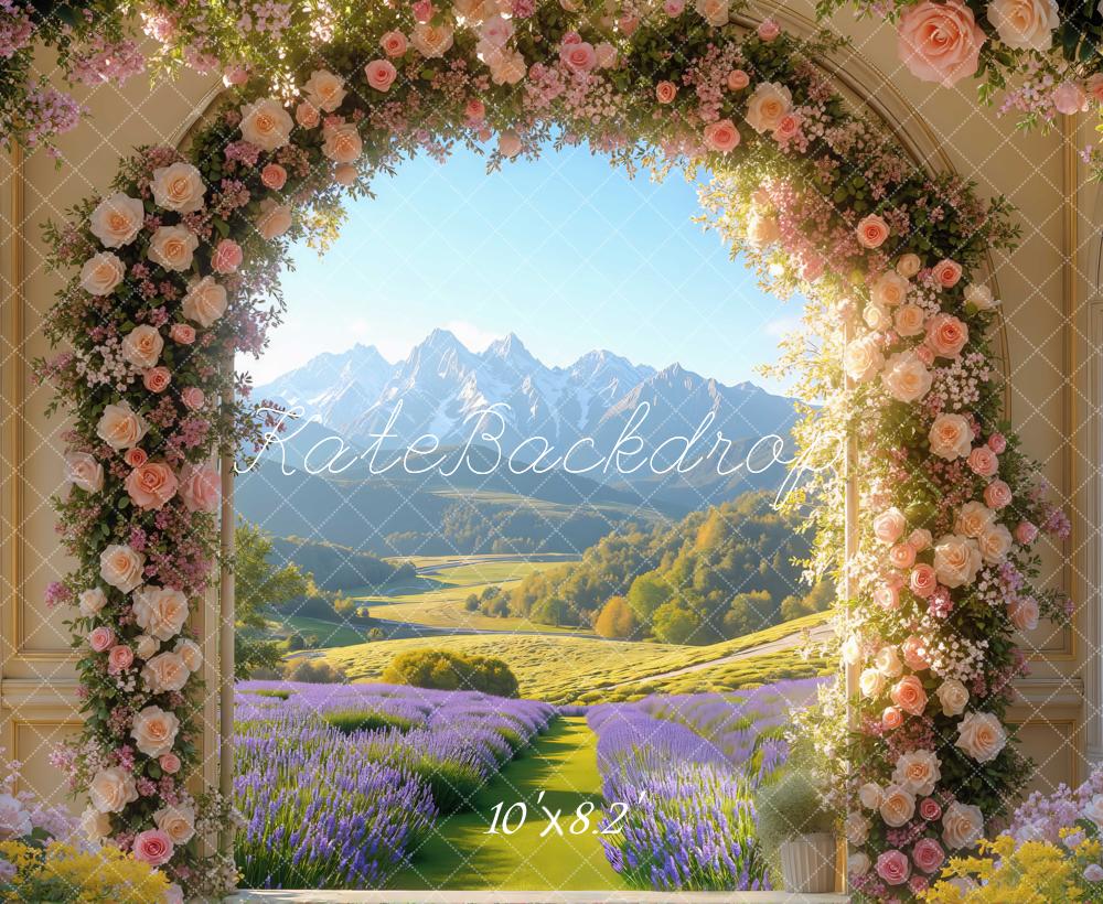 Kate Flower Arch Lavender Window Backdrop Designed by Mini MakeBelieve