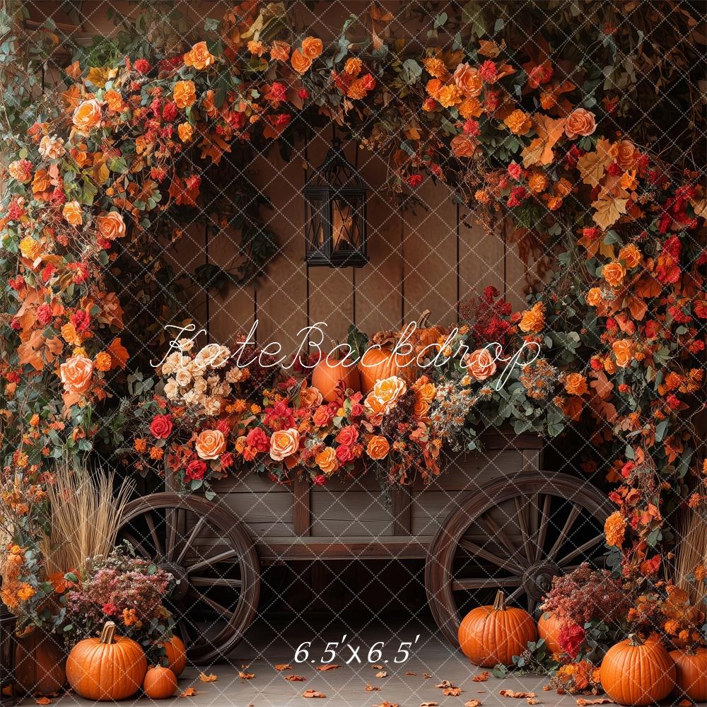 Kate Autumn Flower Pumpkins Backdrop Designed by Patty Roberts