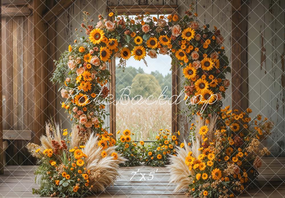 Kate Arch Sunflowers Pampas Grass Backdrop Designed by Mini MakeBelieve