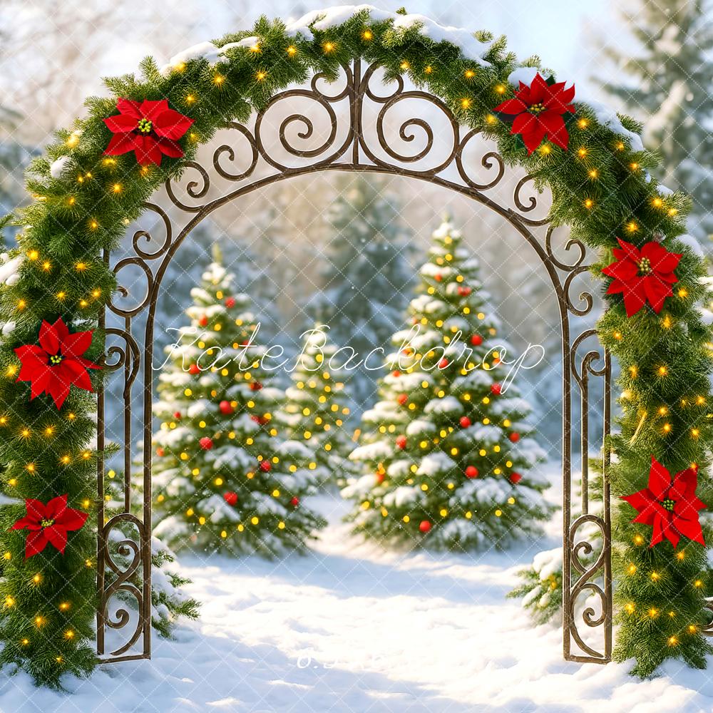 Kate Christmas Arch Garland Snowy Trees Backdrop Designed by Mini MakeBelieve - Kate Backdrop AU