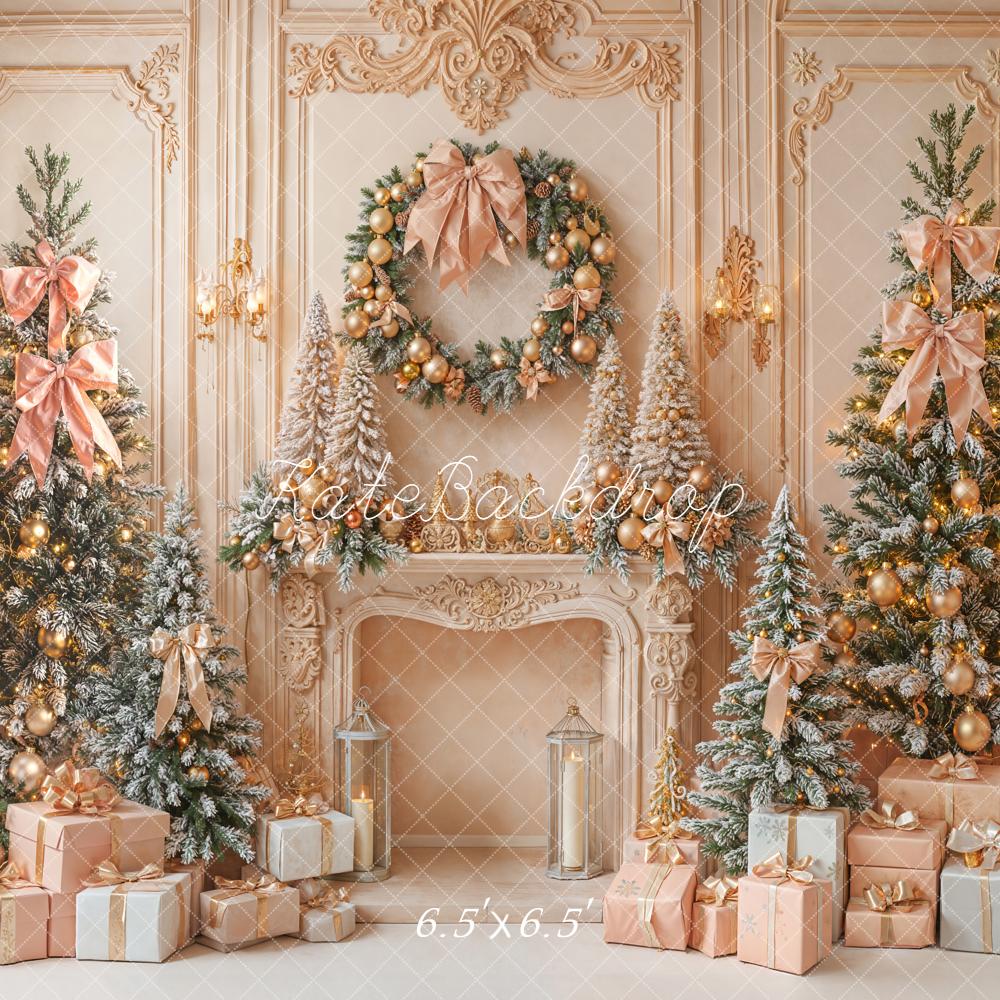 Kate Christmas Trees Wreath Fireplace Backdrop Designed by Emetselch - Kate Backdrop AU