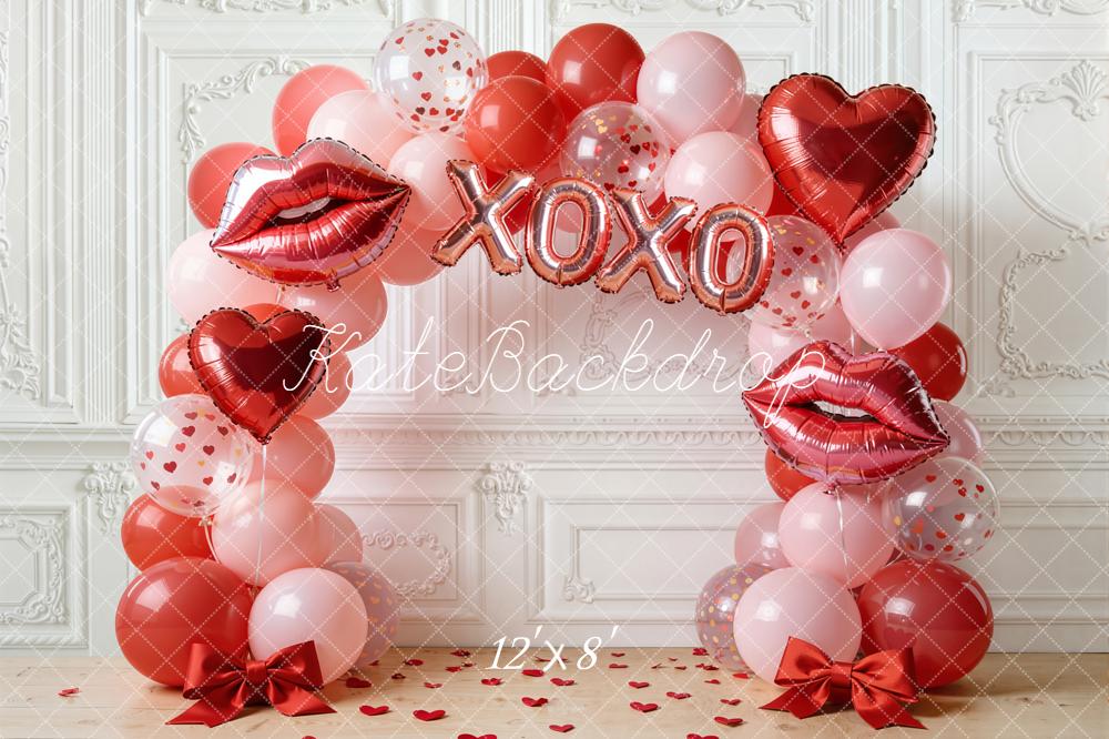 Kate Valentines Balloon Arch Lips Hearts Backdrop Designed by Emetselch