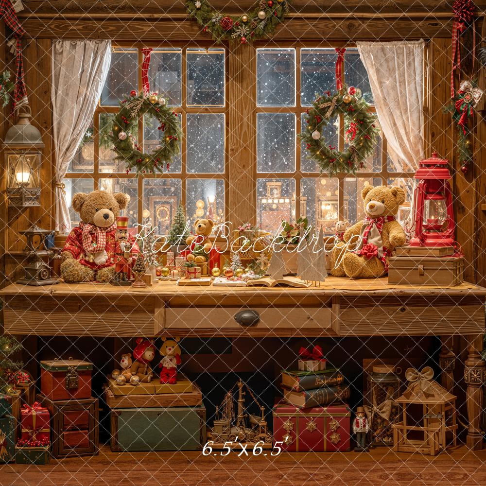 Kate Christmas Teddy Bears Wooden Desk Backdrop Designed by Emetselch - Kate Backdrop AU