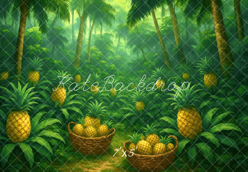 Kate Pineapple Basket Jungle Greenery Backdrop Designed by Megan Leigh - Kate Backdrop AU