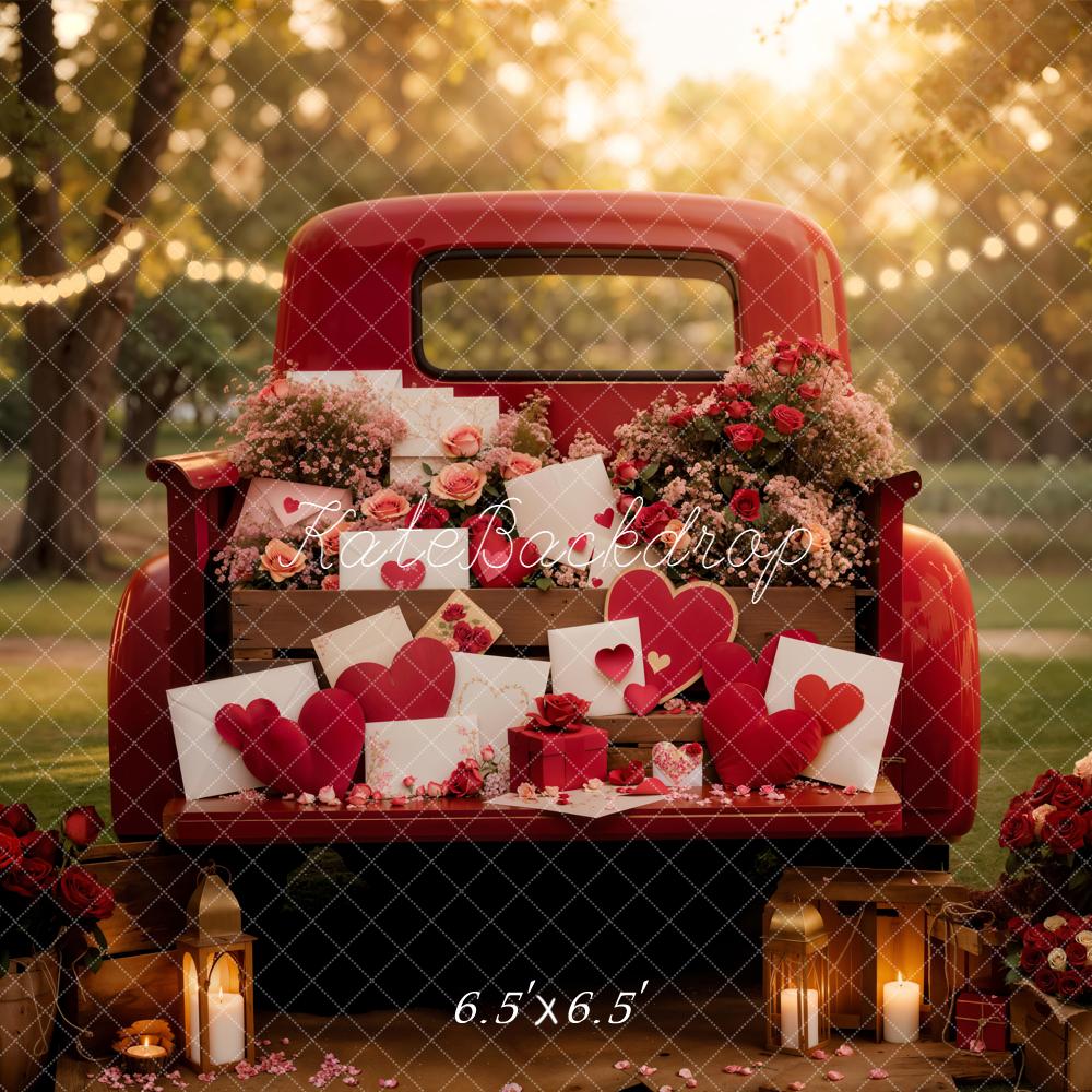 Kate Valentine Truck Flowers Heart Gifts Backdrop Designed by Emetselch