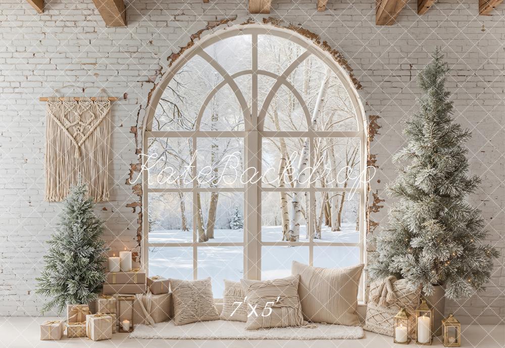 Kate Winter Arched Window Trees Backdrop Designed by Emetselch