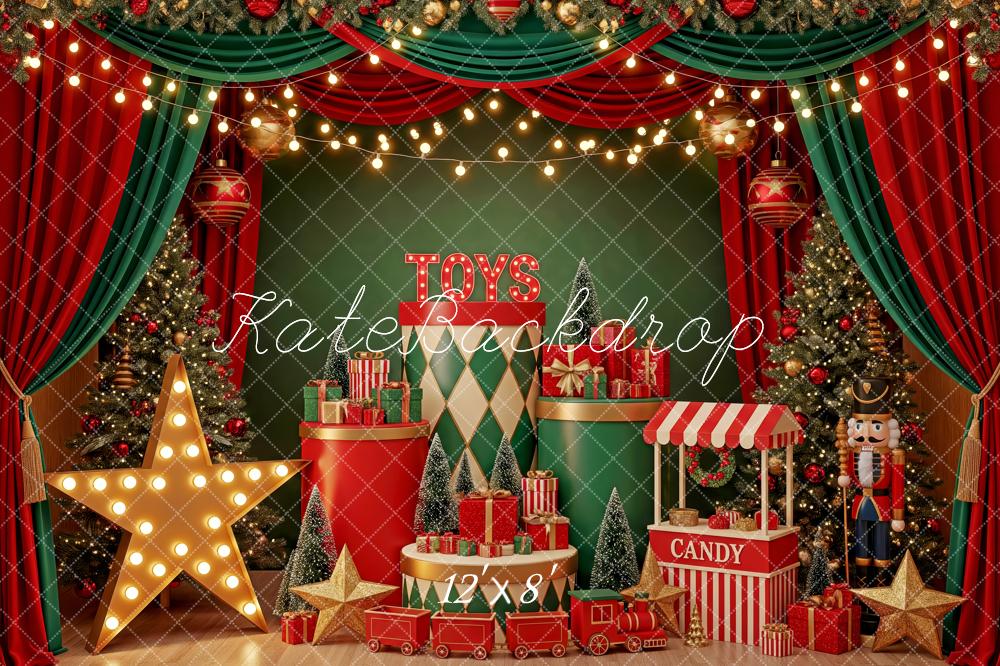 Kate Christmas Toys Candy Train Nutcracker Backdrop Designed by Patty Roberts