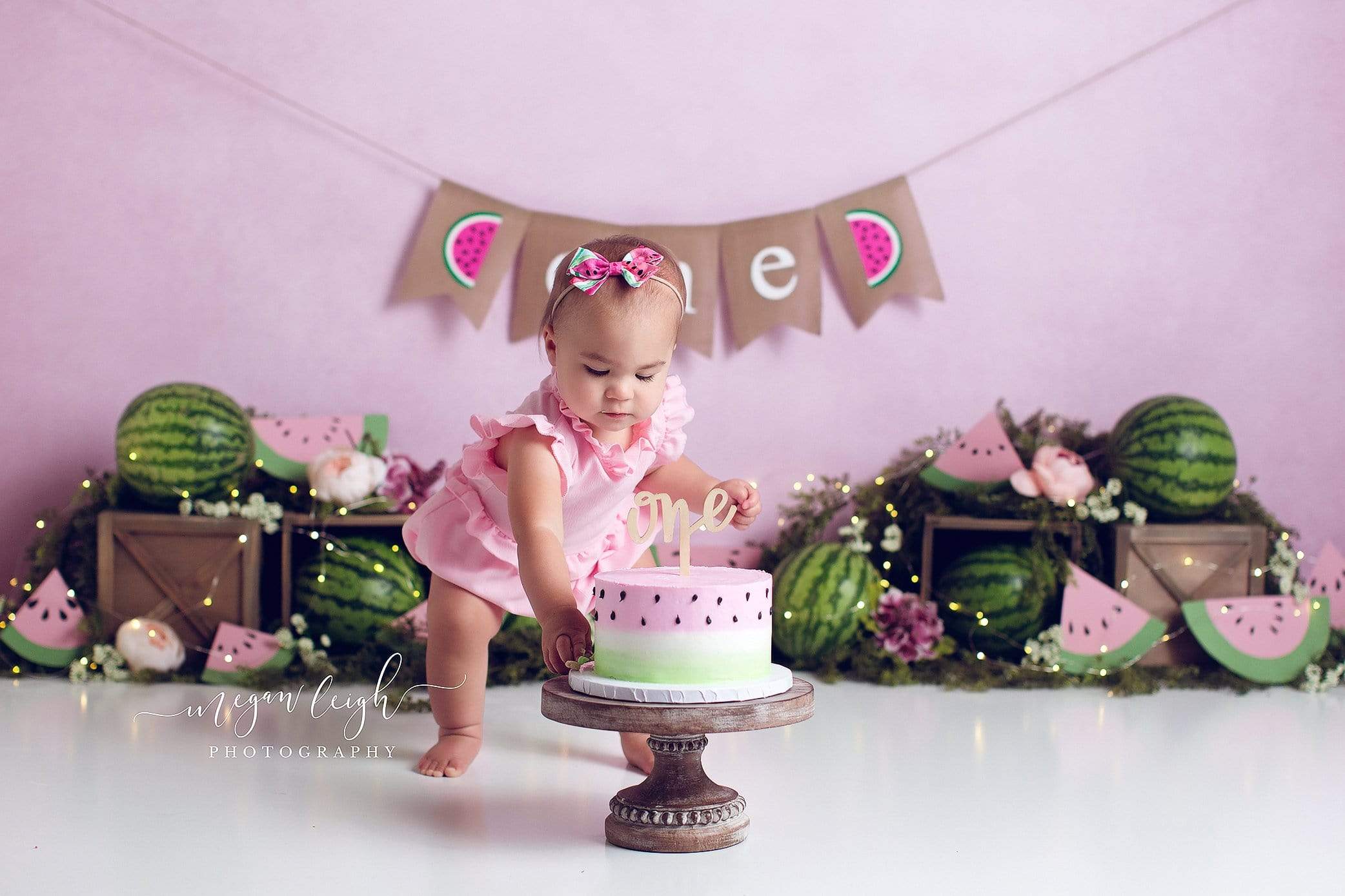 Kate Birthday Watermelon Decoration Cake Smash Backdrop Designed by Megan Leigh Photography