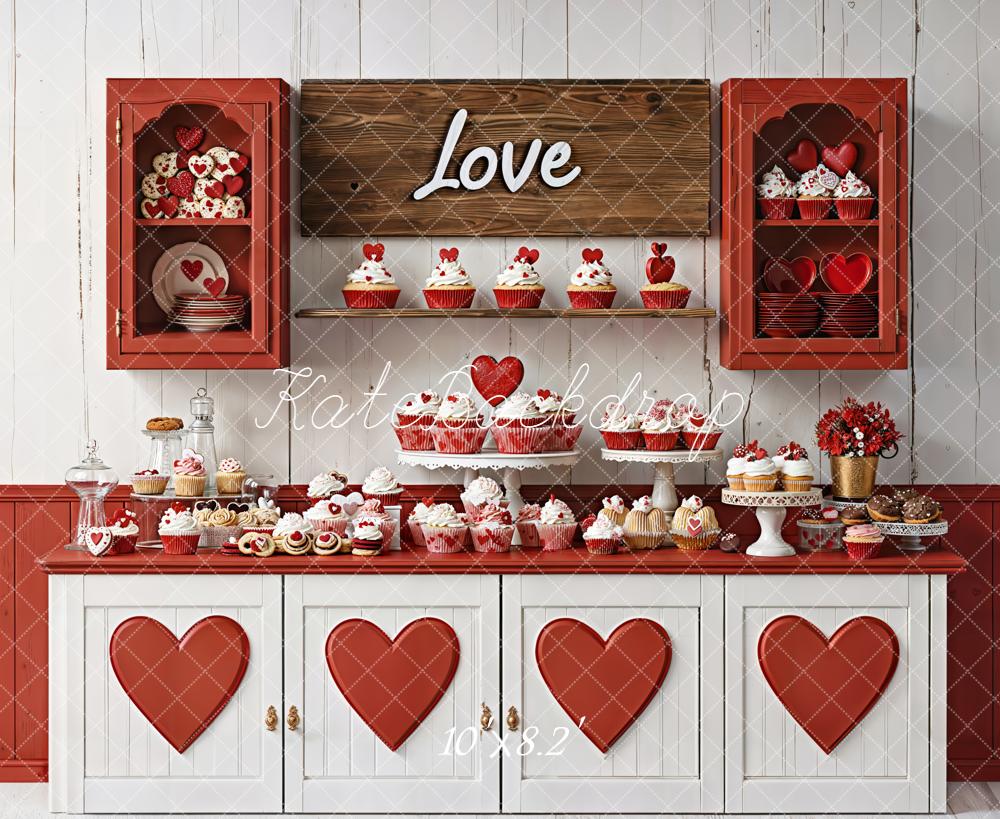 Kate Love Hearts Cupcakes Cabinet Backdrop Designed by Emetselch - Kate Backdrop AU