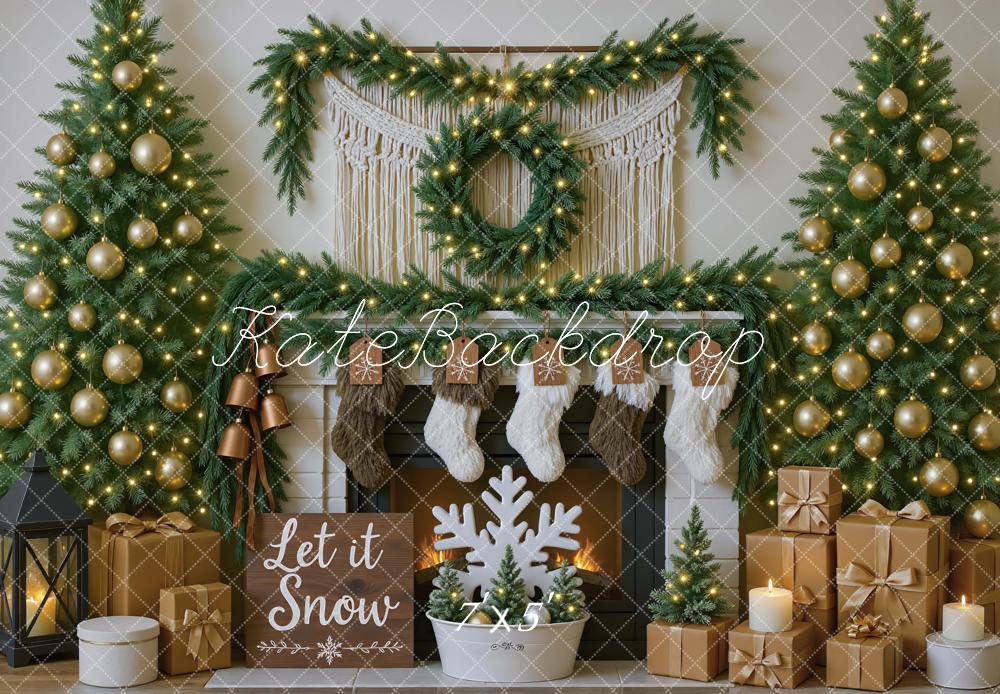 Kate Christmas Fireplace Stockings Gifts Backdrop Designed by Mini MakeBelieve