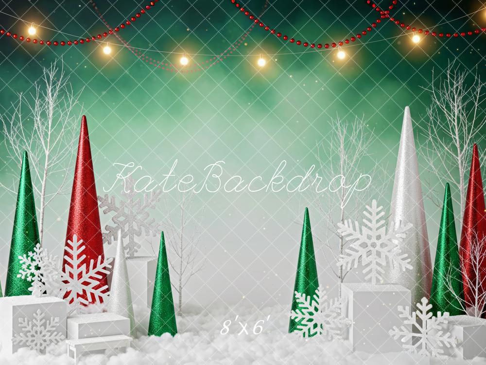 Kate Christmas Snowflakes Trees Lights Backdrop Designed by Patty Roberts