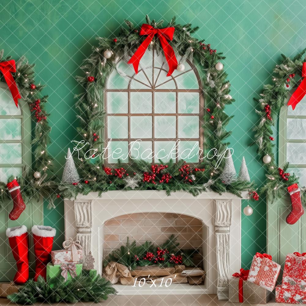 Kate Green Christmas Fireplace SBackdrop Designed by Patty Roberts - Kate Backdrop AU