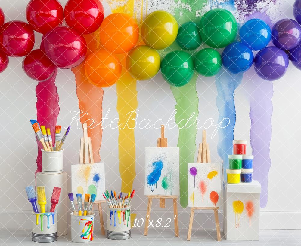 Kate Rainbow Balloons Paint Splash Art Backdrop Designed by Mini MakeBelieve - Kate Backdrop AU