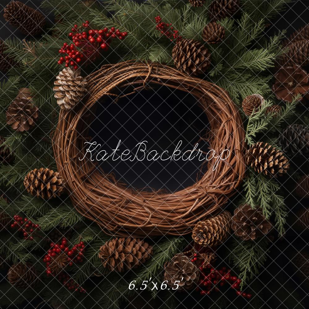 Kate Christmas Wreath Pinecones Backdrop Designed by Chain